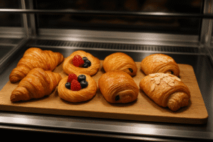 Ilustrasi susunan pastry di display