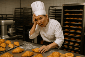 Kewalahan menangani produksi croissant saat jam sibuk